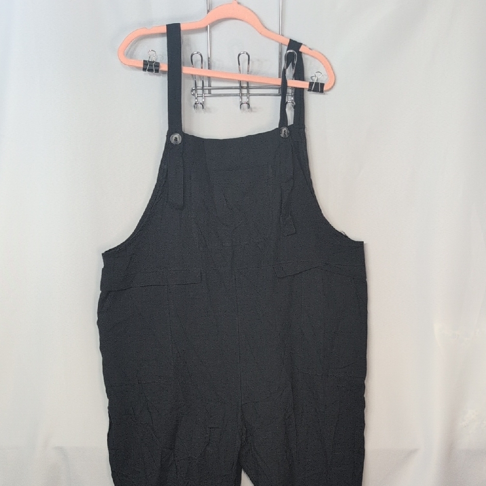 Classic Black Women's Cotton-Blend Overall Jumpsuit